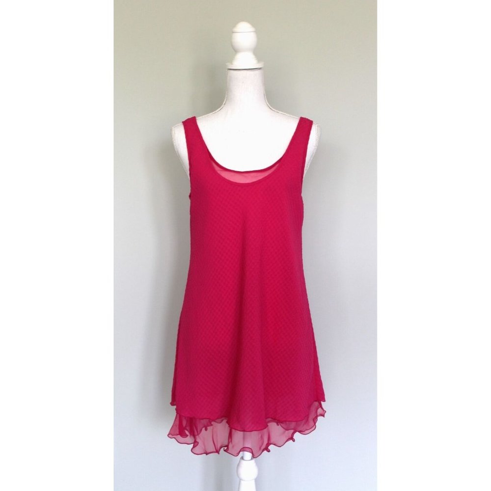Vintage VICTORIA'S SECRET Gold Label Bright Pink Nightgown Short Dress, M Medium